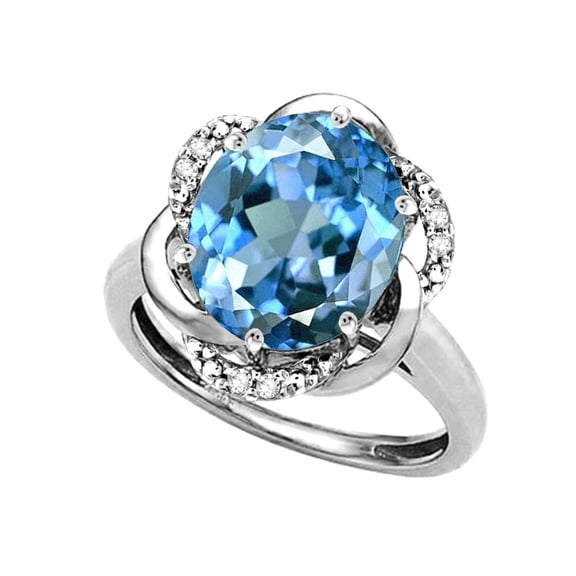 Star K � Large Oval 12x10mm Genuine Blue Topaz Love Knot Big Stone Ring