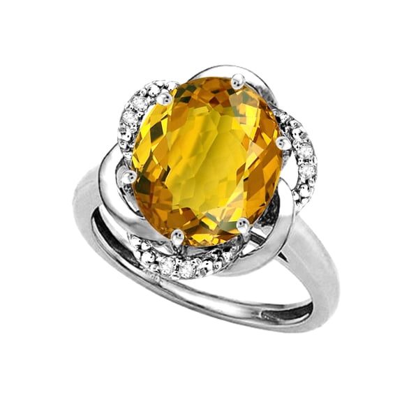 Star K � Large Oval 12x10mm Genuine Citrine Love Knot Big Stone Ring