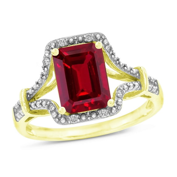 Star K� Octagon Emerald Cut 8x6 Created Ruby Vintage Look Split Shank Ring
