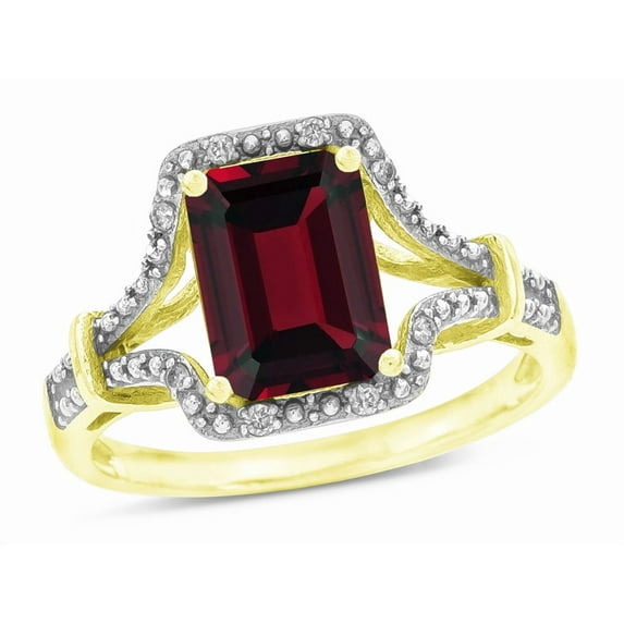 Star K� Octagon Emerald Cut 8x6 Genuine Garnet Vintage Look Split Shank Ring