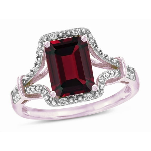 Star K� Octagon Emerald Cut 8x6 Genuine Garnet Vintage Look Split Shank Ring
