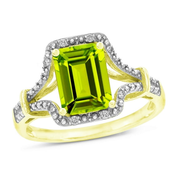Star K� Octagon Emerald Cut 8x6 Genuine Peridot Vintage Look Split Shank Ring