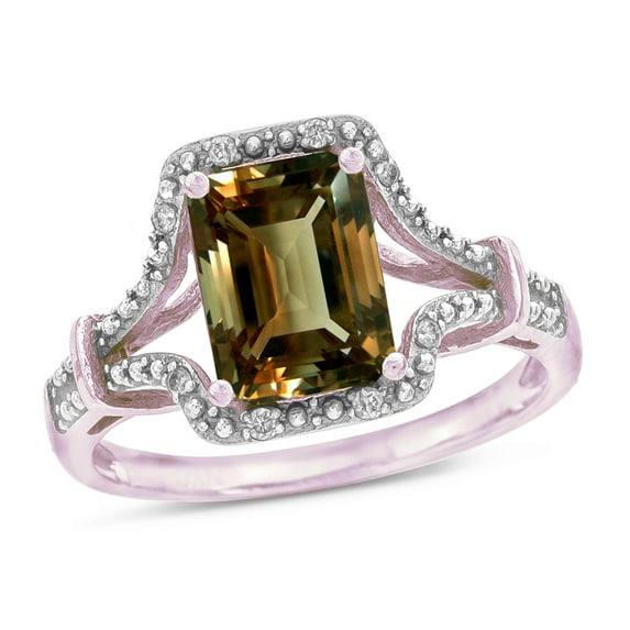 Star K� Octagon Emerald Cut 8x6 Genuine Smoky Quartz Vintage Look Split Shank Ring