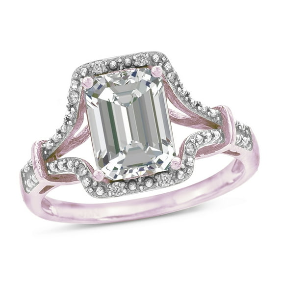 Star K� Octagon Emerald Cut 8x6 Genuine White Topaz Vintage Look Split Shank Ring