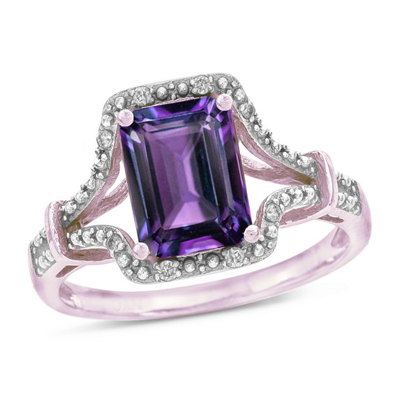 Star K� Octagon Emerald Cut 8x6 Simulated Alexandrite Vintage Look Split Shank Ring