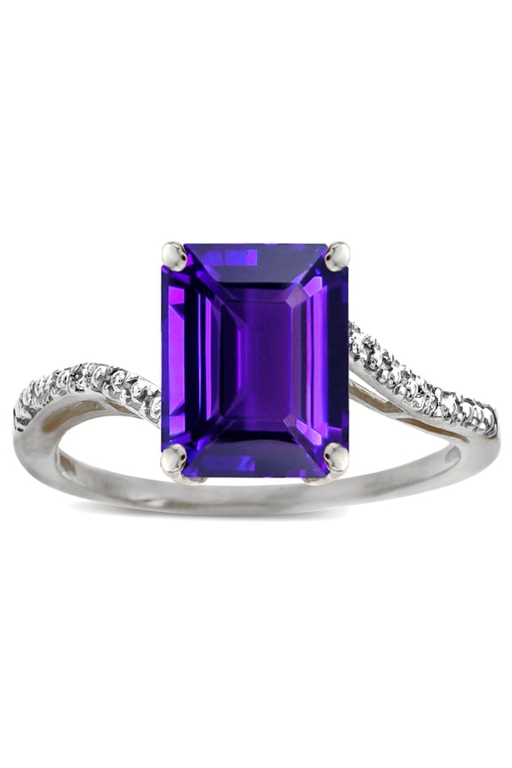 � Octagon Emerald Cut Big Stone 10x8 Amethyst Bypass solitaire ring