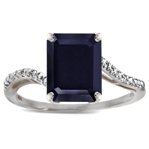 Star K � Octagon Emerald Cut Big Stone 10x8 Black Sapphire Bypass solitaire ring