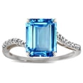 thumbnail image 1 of Star K � Octagon Emerald Cut Big Stone 10x8 Blue Topaz Bypass solitaire ring, 1 of 9