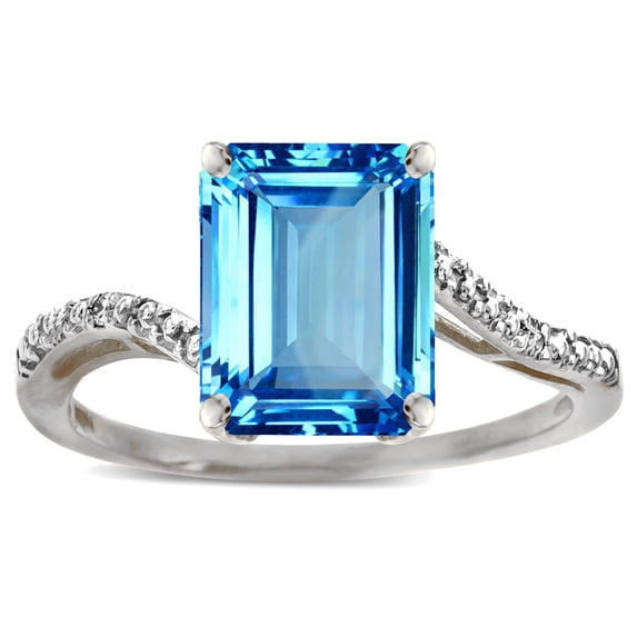 Star K � Octagon Emerald Cut Big Stone 10x8 Blue Topaz Bypass solitaire ring