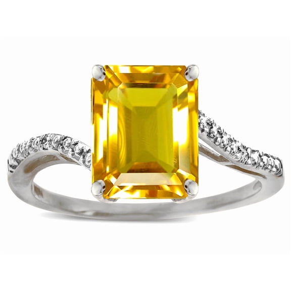 Star K � Octagon Emerald Cut Big Stone 10x8 Citrine Bypass solitaire ring