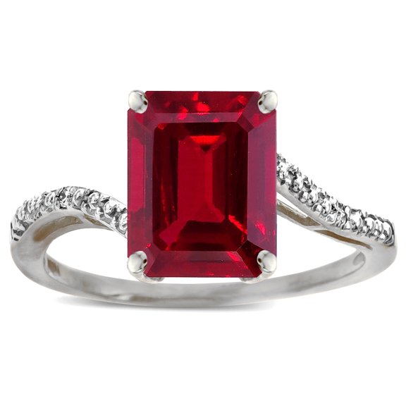 Star K � Octagon Emerald Cut Big Stone 10x8 Created Ruby Bypass Solitaire Ring