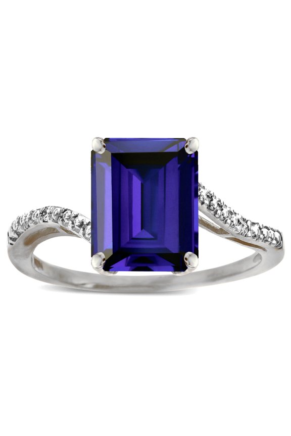 � Octagon Emerald Cut Big Stone 10x8 Iolite Bypass solitaire ring
