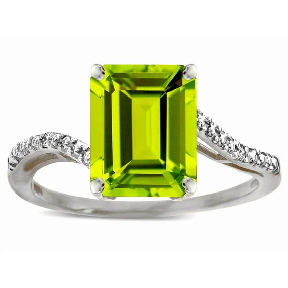Star K � Big Stone Octagon Emerald Cut 10x8 Peridot Bypass solitaire ring