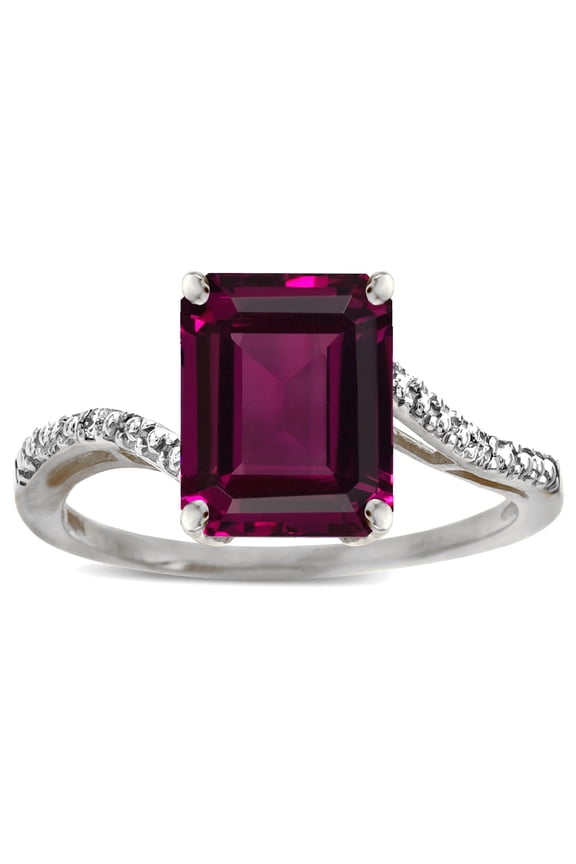 � Octagon Emerald Cut Big Stone 10x8 Rhodolite Bypass solitaire ring
