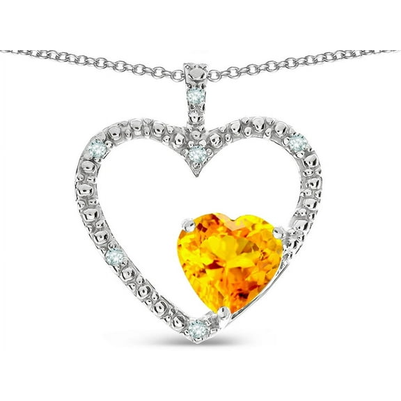 Star K � Open Heart Pendant Necklace with 6mm Heart Shaped Genuine Citrine Stone