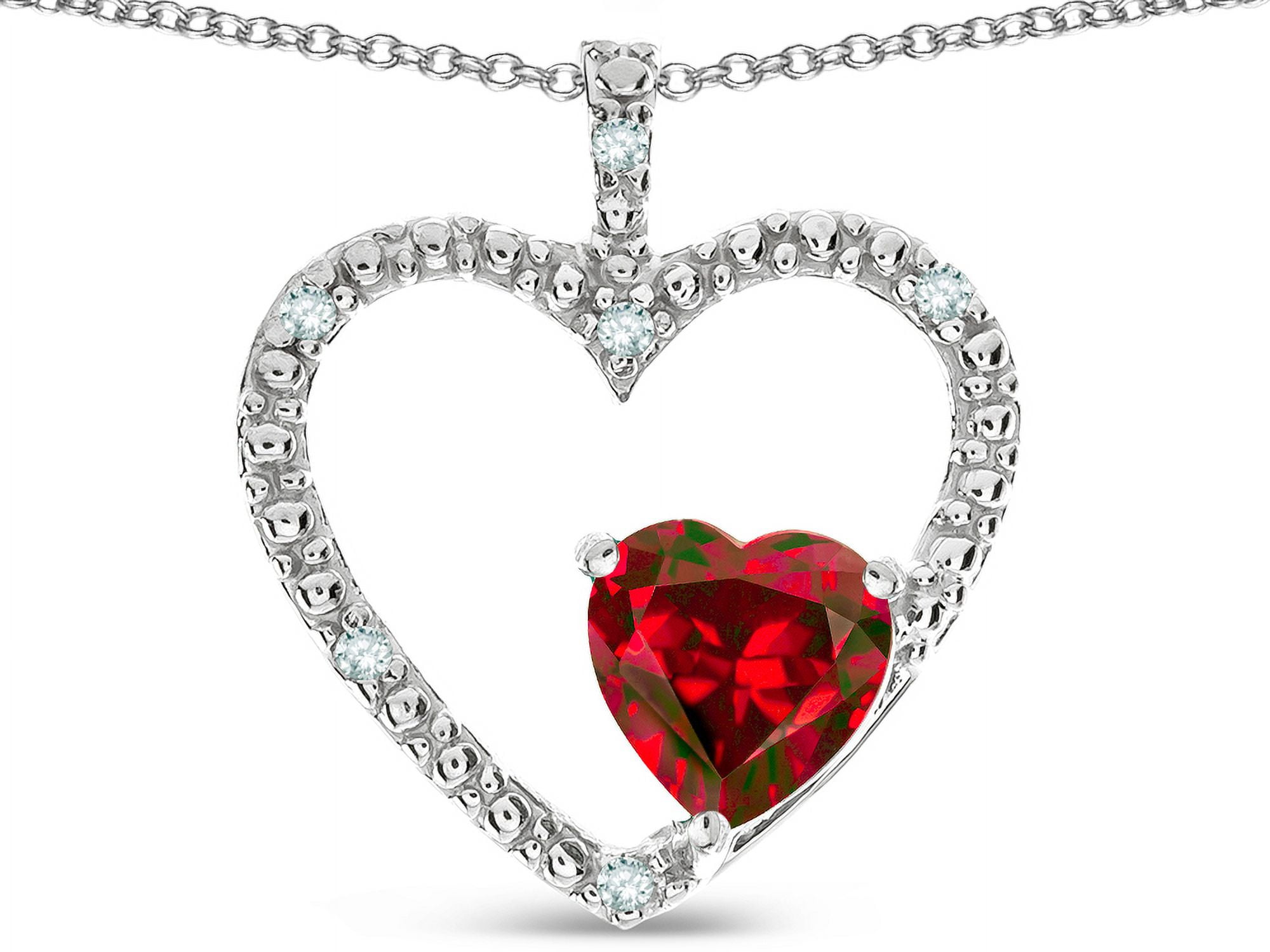 WEAINY Natural Garnet Necklace S925 Silver Pendant Natural Gemstone Heart-shaped  Garnet Pendant 8*8mm Garnet with Certificate