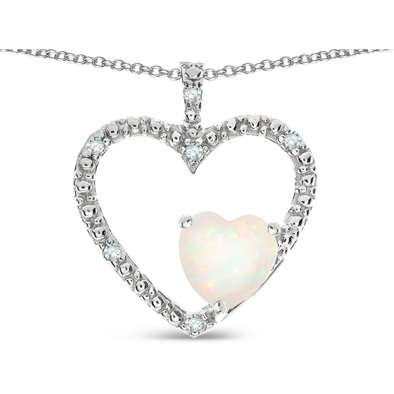 Star K � Open Heart Pendant Necklace with 6mm Heart Shaped Genuine Opal Stone