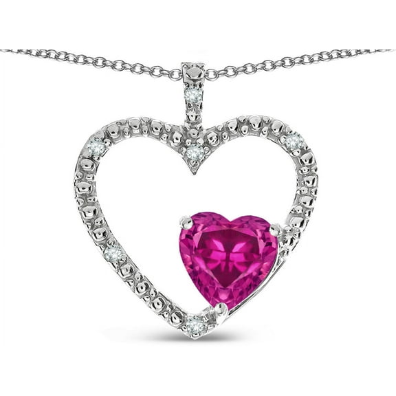 Star K � Open Heart Pendant Necklace with 6mm Heart Shaped Simulated Pink Tourmaline Stone