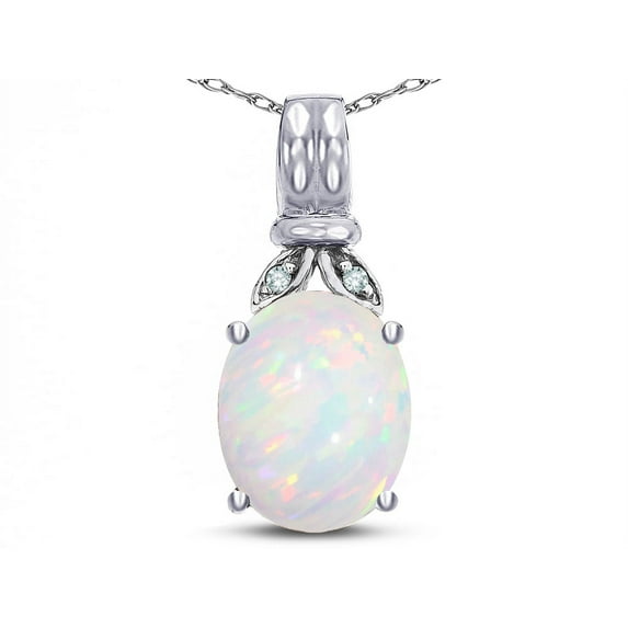 Star K � Oval 10x8 Genuine Opal Fashion Pendant Necklace
