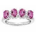 thumbnail image 1 of Star K� Oval 5x3 Created Pink Sapphire 4 Four Stone Band Ring, 1 of 9