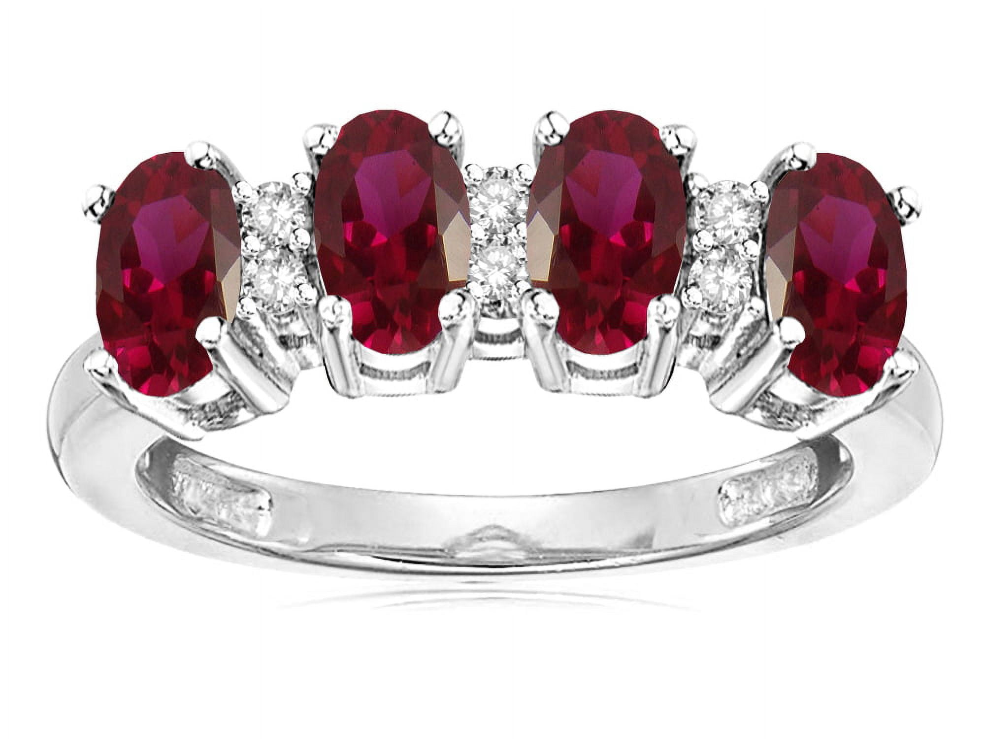 Star K Oval 5x3 Created Ruby 4 Four Stone Band Ring