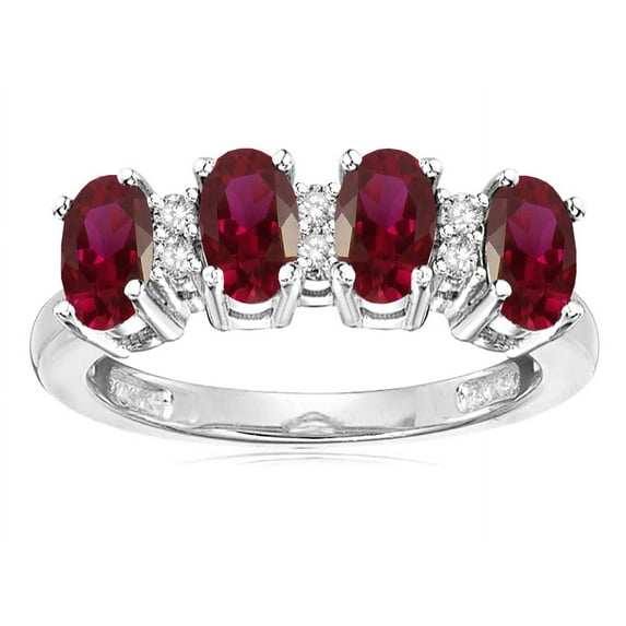 Star K� Oval 5x3 Created Ruby 4 Four Stone Band Ring