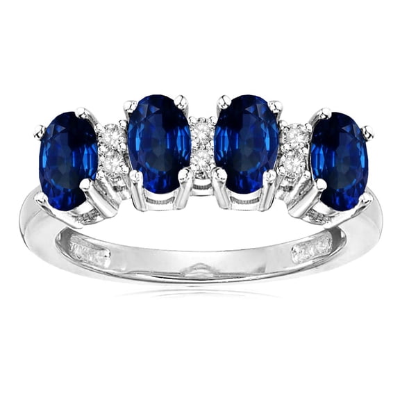 Star K� Oval 5x3 Created Sapphire 4 Four Stone Band Ring