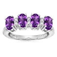 thumbnail image 1 of Star K� Oval 5x3 Genuine Amethyst 4 Four Stone Band Ring, 1 of 9