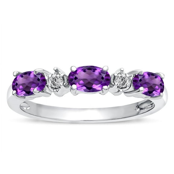 Star K � Oval 5x3 Genuine Amethyst three stone oval band