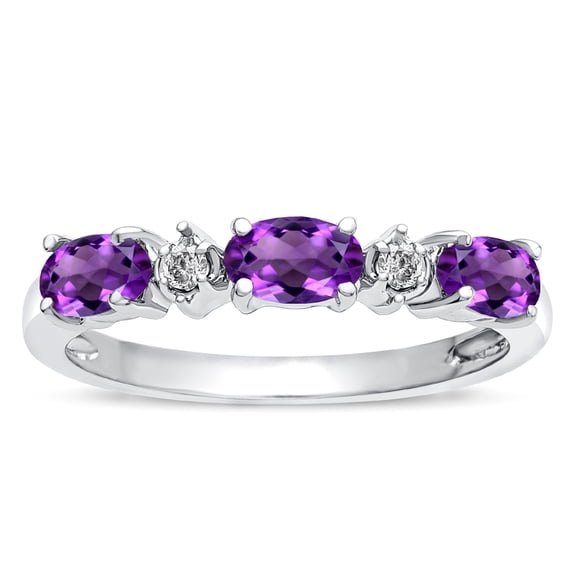 Star K � Oval 5x3 Genuine Amethyst three stone oval band