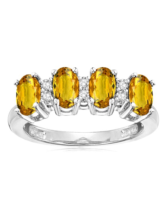 � Oval 5x3 Genuine Citrine 4 Four Stone Band Ring