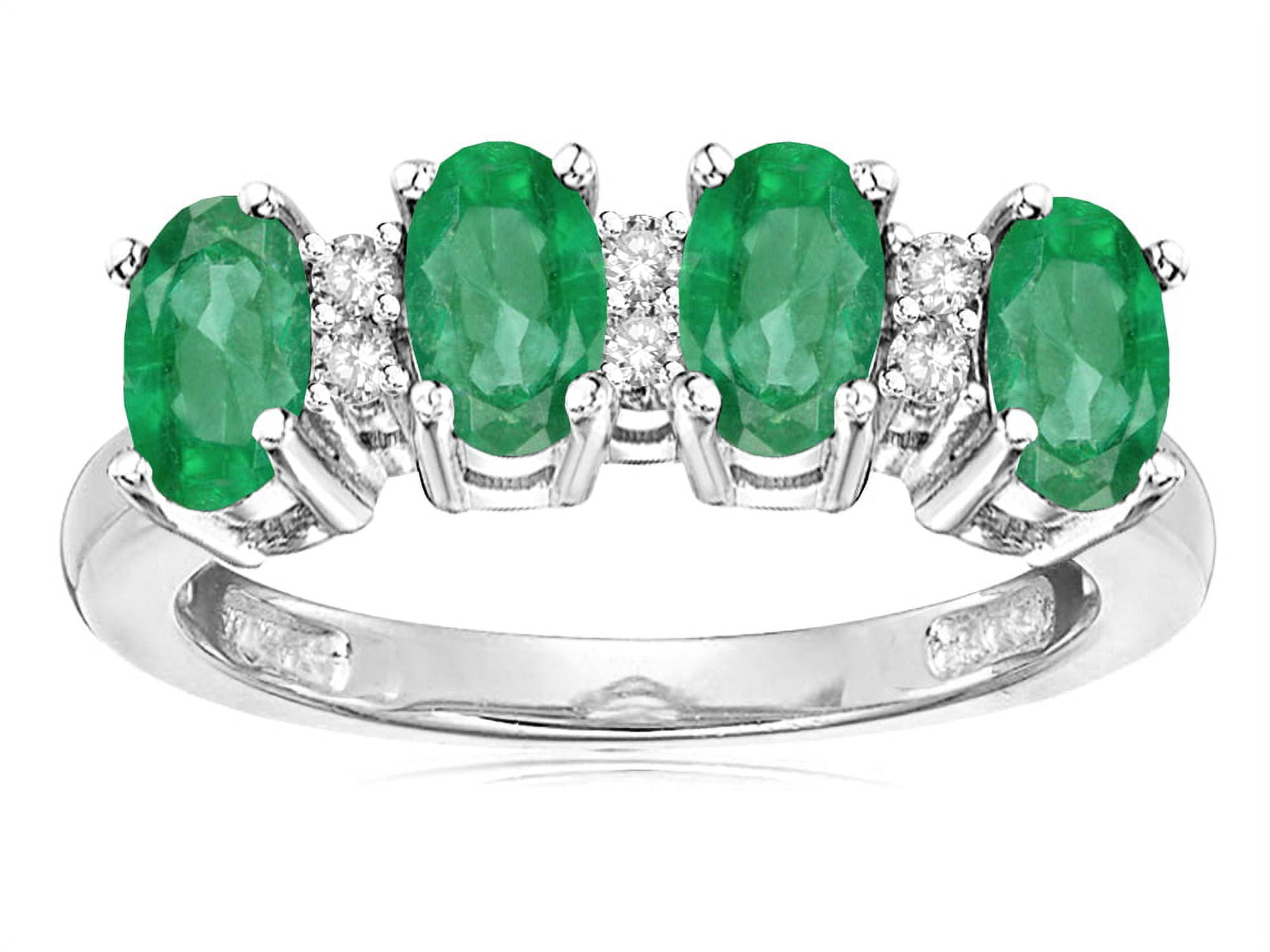 Star K Oval 5x3 Genuine Emerald 4 Four Stone Band Ring - Walmart.com