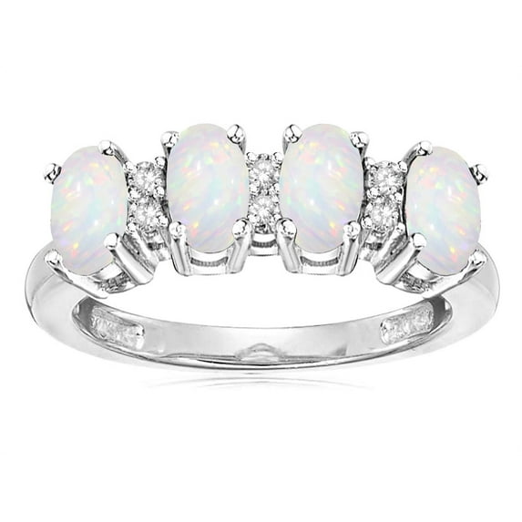Star K� Oval 5x3 Genuine Opal 4 Four Stone Band Ring