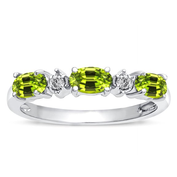 Star K � Oval 5x3 Genuine Peridot three stone oval band