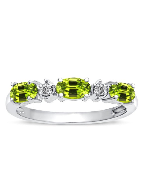 � Oval 5x3 Genuine Peridot three stone oval band