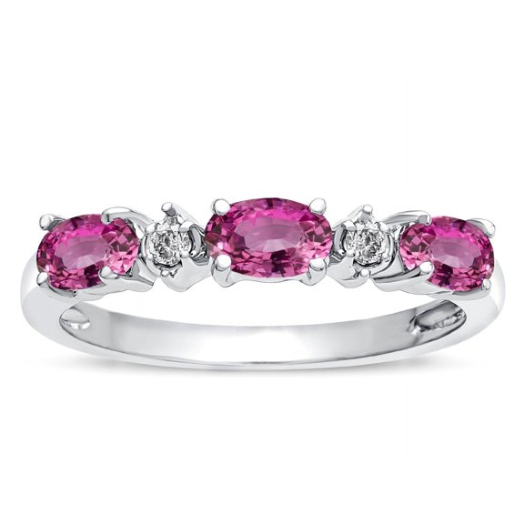 Star K � Oval 5x3 Genuine Pink Tourmaline three stone oval band