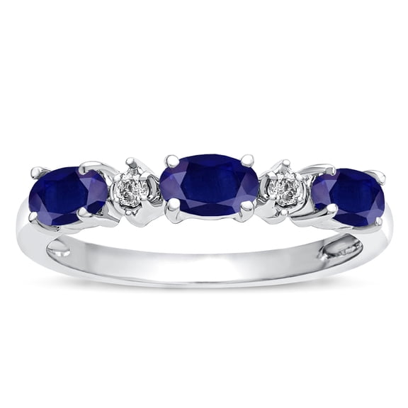 Star K � Oval 5x3 Genuine Sapphire three stone oval band