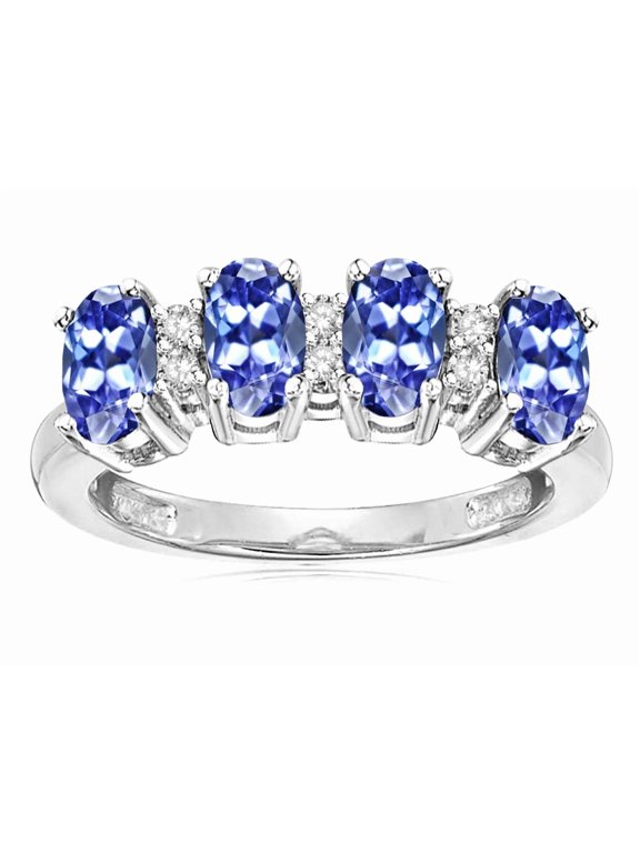 � Oval 5x3 Genuine Tanzanite 4 Four Stone Band Ring