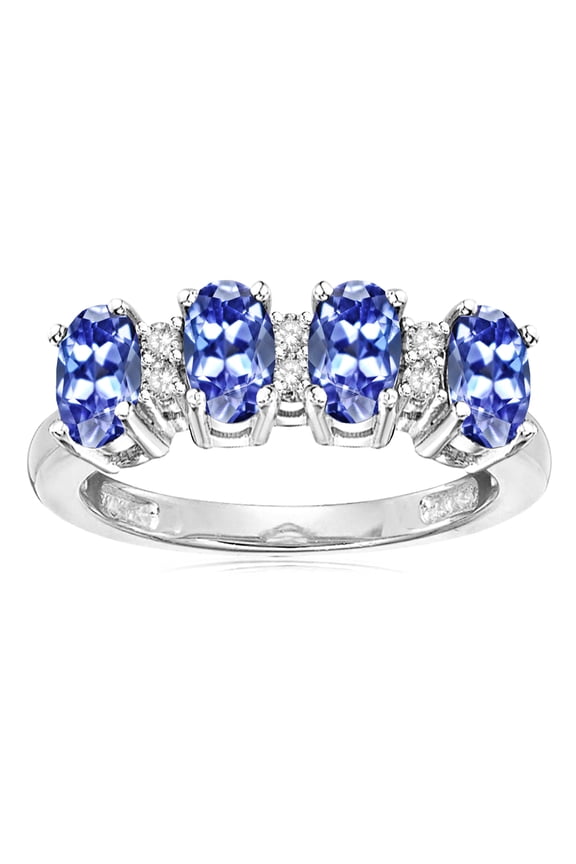 � Oval 5x3 Genuine Tanzanite 4 Four Stone Band Ring