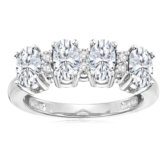 Star K� Oval 5x3 Genuine White Topaz 4 Four Stone Band Ring