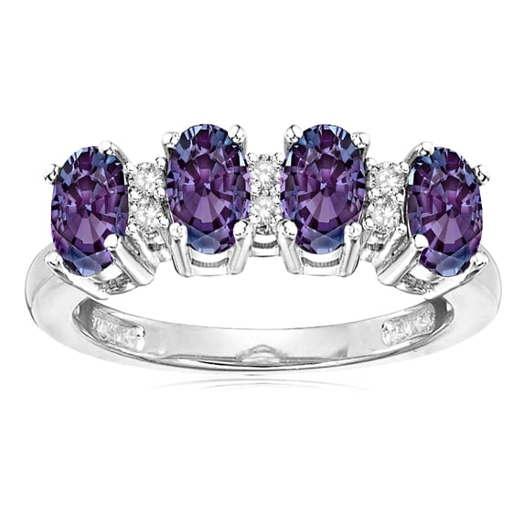 Star K� Simulated Alexandrite Oval 5x3 4 Four Stone Band Ring