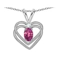 thumbnail image 1 of Star K� Oval 5x3mm Genuine Pink Tourmaline Knotted Double Heart Pendant Necklace, 1 of 9