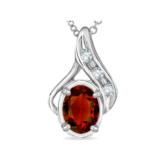 Star K� Oval 7x5mm Genuine Garnet Drop Pendant Necklace
