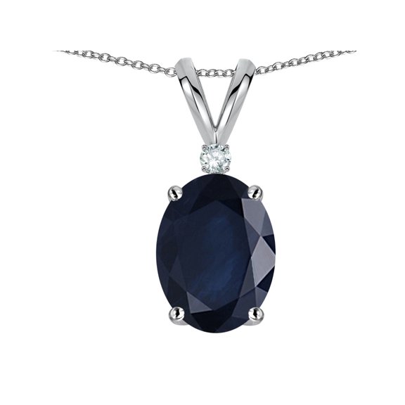 Star K� Oval 7x5mm Genuine Sapphire Classic Rabbit Ears Pendant Necklace