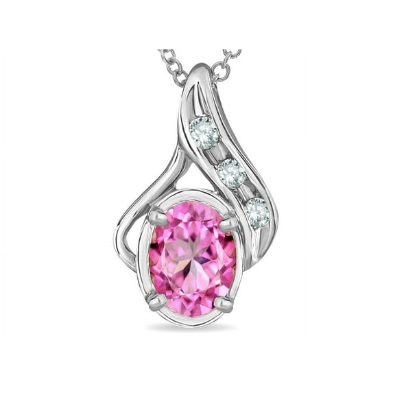 Star K� Oval 7x5mm Simulated Pink Tourmaline Pendant Necklace