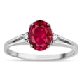 thumbnail image 1 of Star K � Oval 8x6 Created Ruby Split Shank Three Stone Engagement Promise Ring, 1 of 9