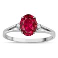 thumbnail image 1 of Star K � Oval 8x6 Created Ruby Split Shank Three Stone Engagement Promise Ring, 1 of 9