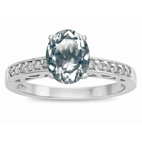 Star K � Oval 8x6 Genuine Aquamarine Channel Set Engagement Promise Ring