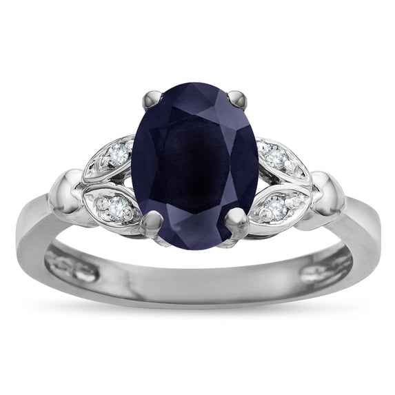 Star K � Oval 8x6 Genuine Black Sapphire Marquee Design Engagement Promise Ring