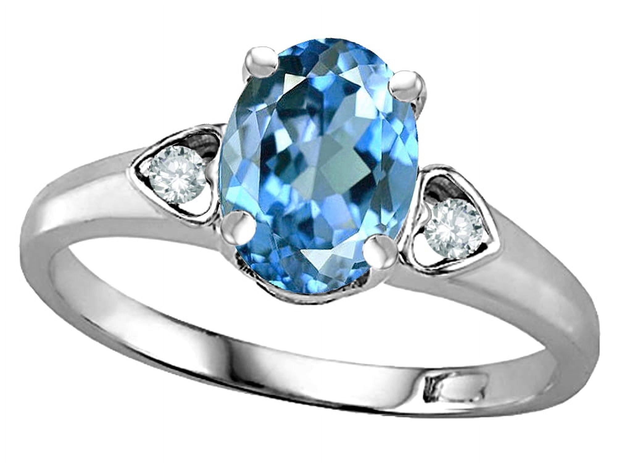 Star K Oval 8x6 Genuine Blue Topaz Love Promise Ring Star K Oval 8x6 Genuine Blue Topaz Love Promise Ring